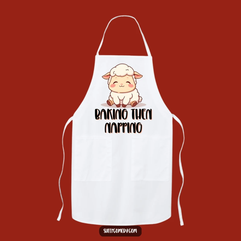 Funny Sheep Nap Apron: Contented Sighs, Cook with Calm