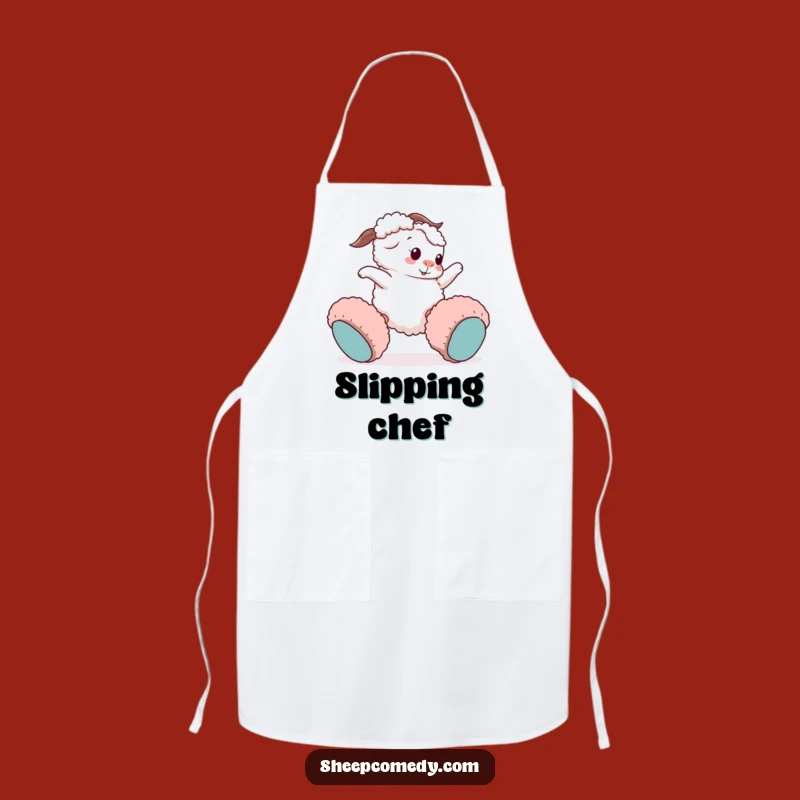 Funny Sheep Tripping Apron: Chef Sheep's Comedic Kitchen Gift
