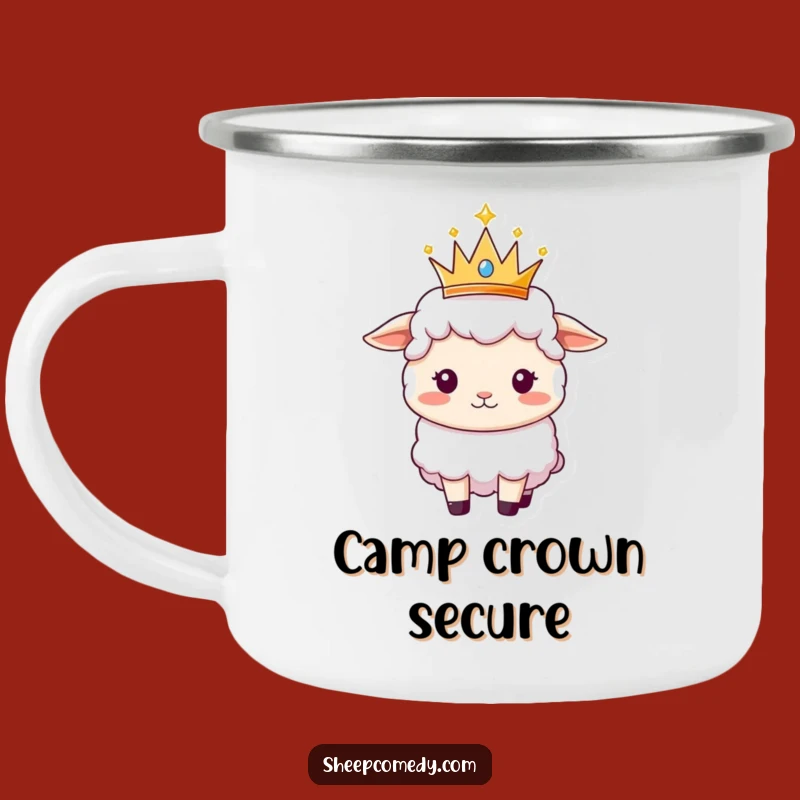 Funny Sheep Queen Camp Mug - Humorous Royal Adventure Cup for Sheep Lovers!