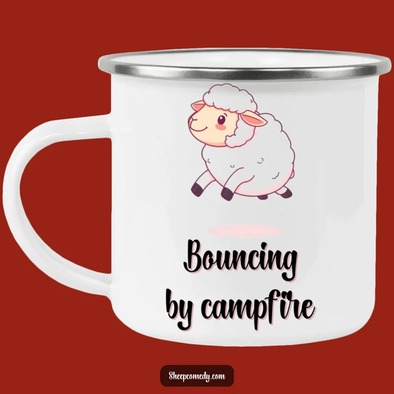 Funny Kawaii Sheep Bouncing Camping Mug, Durable Fluffy Design, Adventure Funny Gift