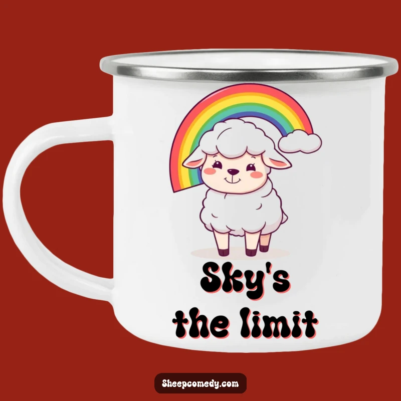 Funny Sheep Rainbow Balance Camping Mug: Durable Silly Grin Cup, Funny Gift