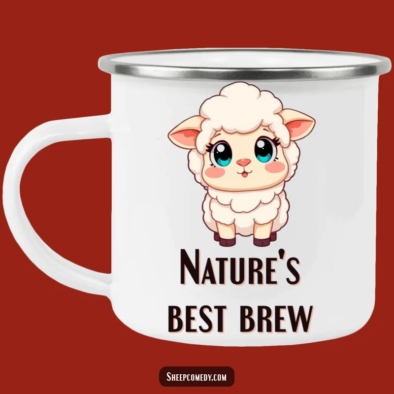 Funny Sheep Rainbow Camping Mug: Amazed Eyes See Magic, Adventure Gift