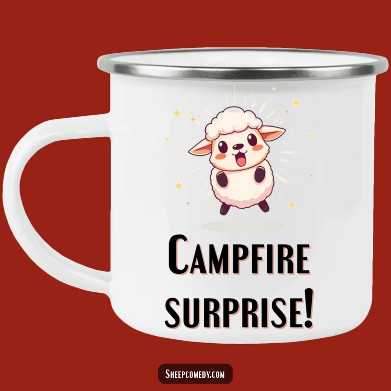 Funny Sheep Surprise Camping Mug: Hilarious Enamel Mug for Shocking Adventures
