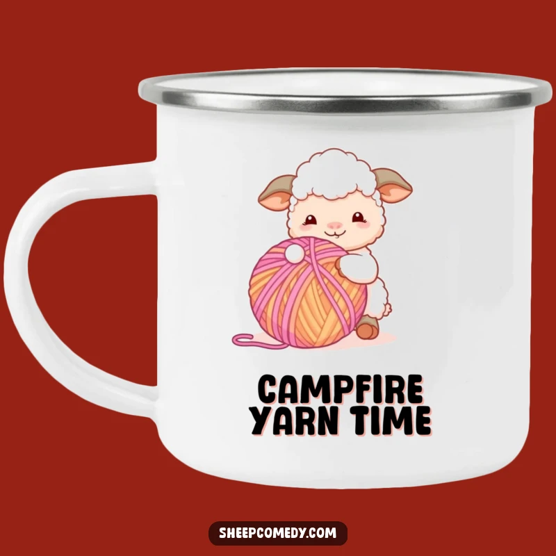 Funny Sheep Yarn Camping Mug: Whimsical and Durable Crafting Gift