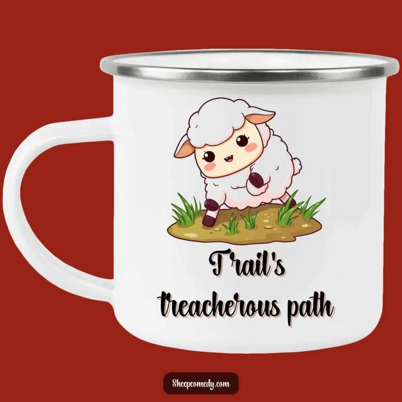 Funny Slipping Sheep Camping Mug: Adventure Mishaps & Hilarious Gift