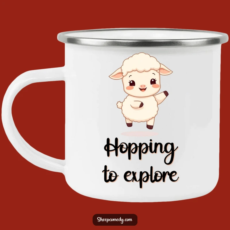 Funny Sheep Cub Hop Camping Mug, Durable Bouncy Design, Adventure Funny Gift