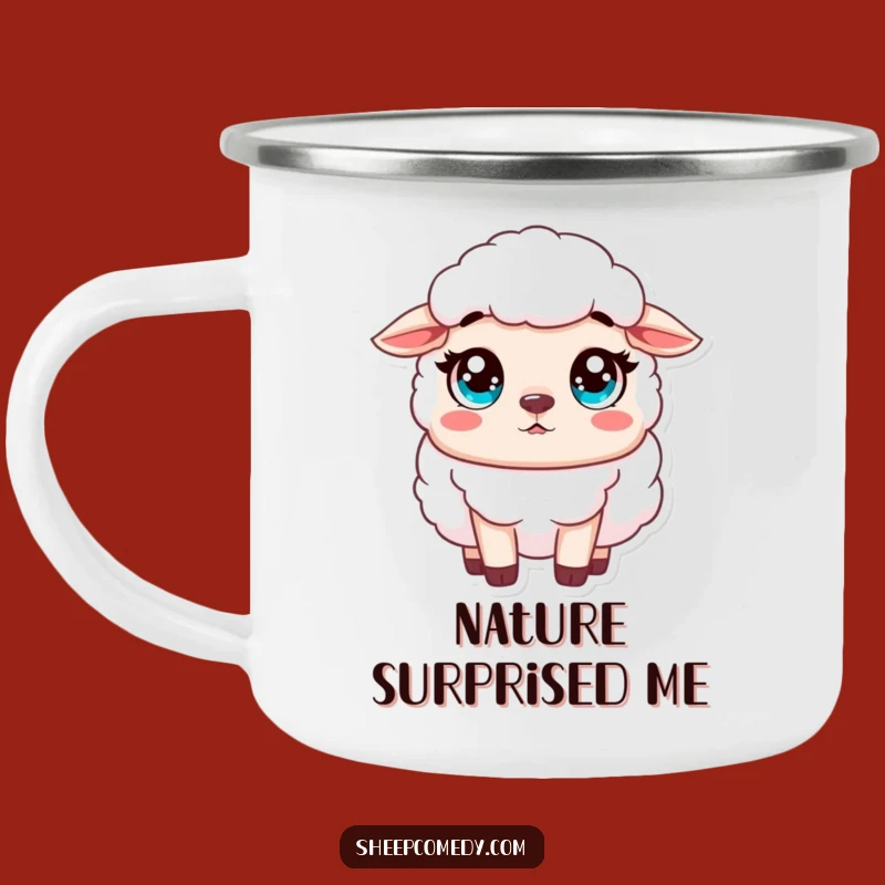 Funny Sheep Surprise Camping Mug: Cozy Outdoor Innocence, Perfect Adventure Funny Gift