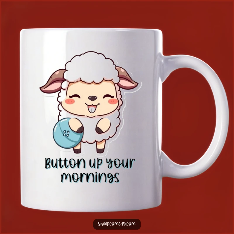 Funny Sheep Button Nudge Mug - A Hilarious Gift for Mischief Lovers