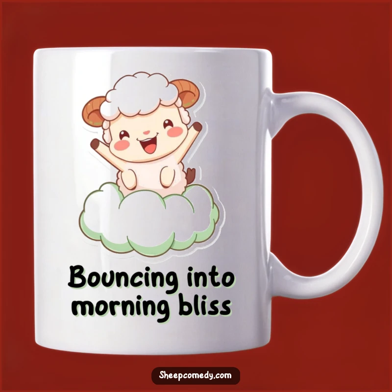 Funny Bouncing Sheep Cloud Mug: Whimsical Dreamy Gift for Sheep Lovers