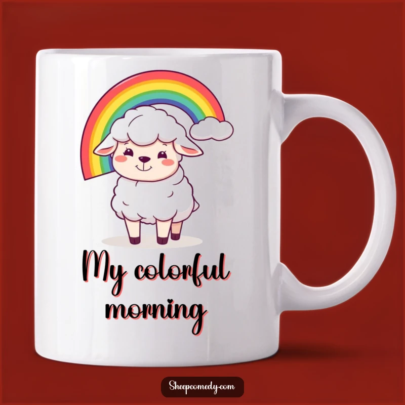 Funny Sheep Rainbow Balance Mug: Silly Grin Humor, Perfect Funny Gift