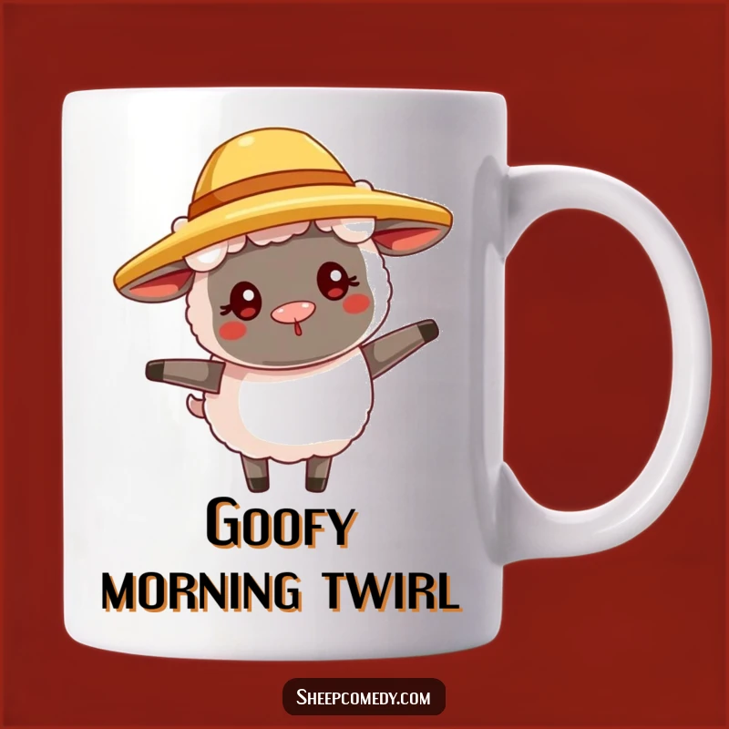 Funny Goofy Sheep Mug - Spin into Fun with a Straw Hat