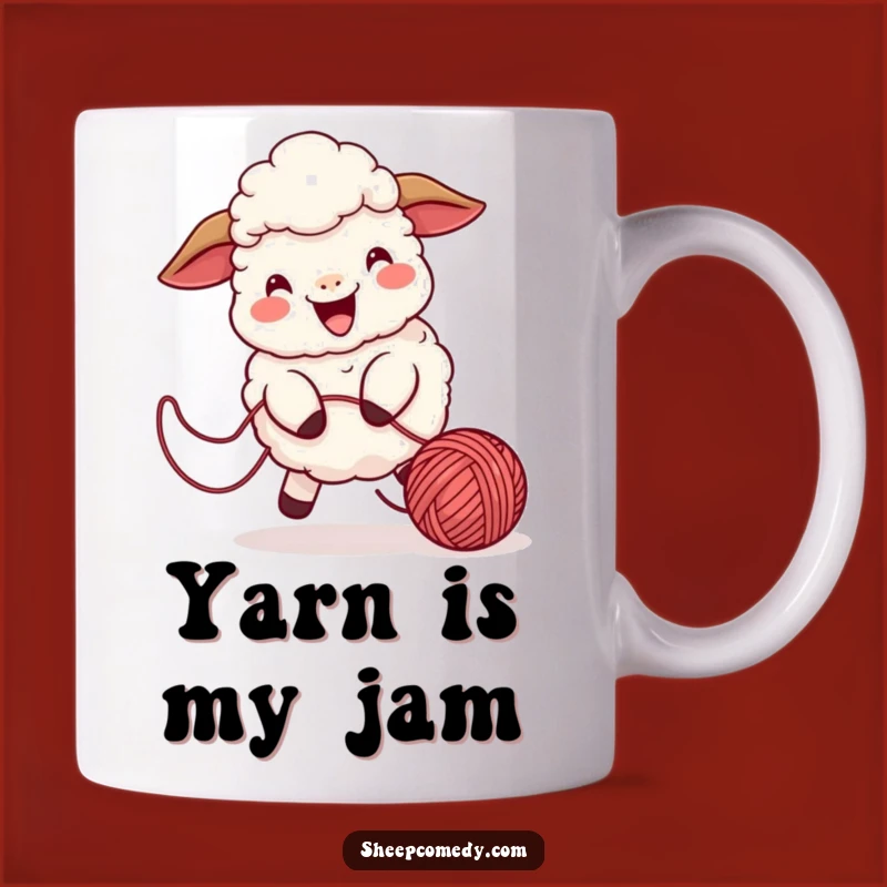 Funny Sheep Yarn Chase Mug: Playful Character Bouncing Ball, Cheerful Gift