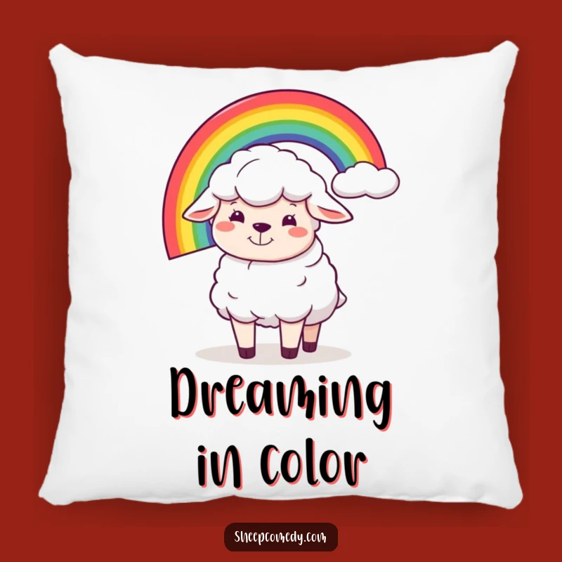 Funny Sheep Rainbow Balance Pillow: Cozy Silly Grin Cushion, Perfect Funny Gift