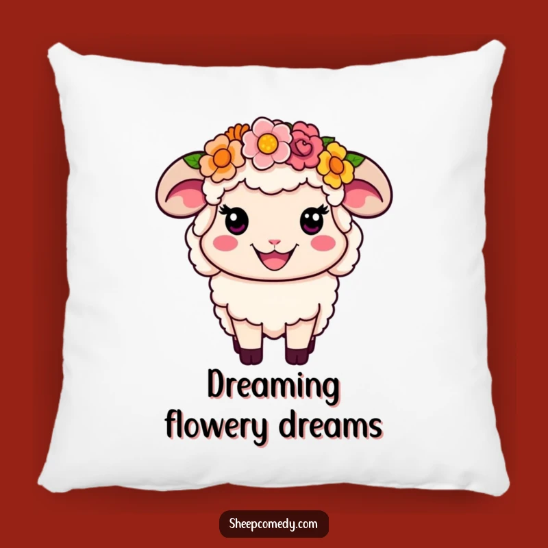Funny Flower Crown Sheep Pillow: Snuggle with Floral Cheer