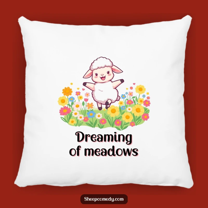 Funny Happy Sheep Pillow - Cozy Comfort with a Floral Twist
