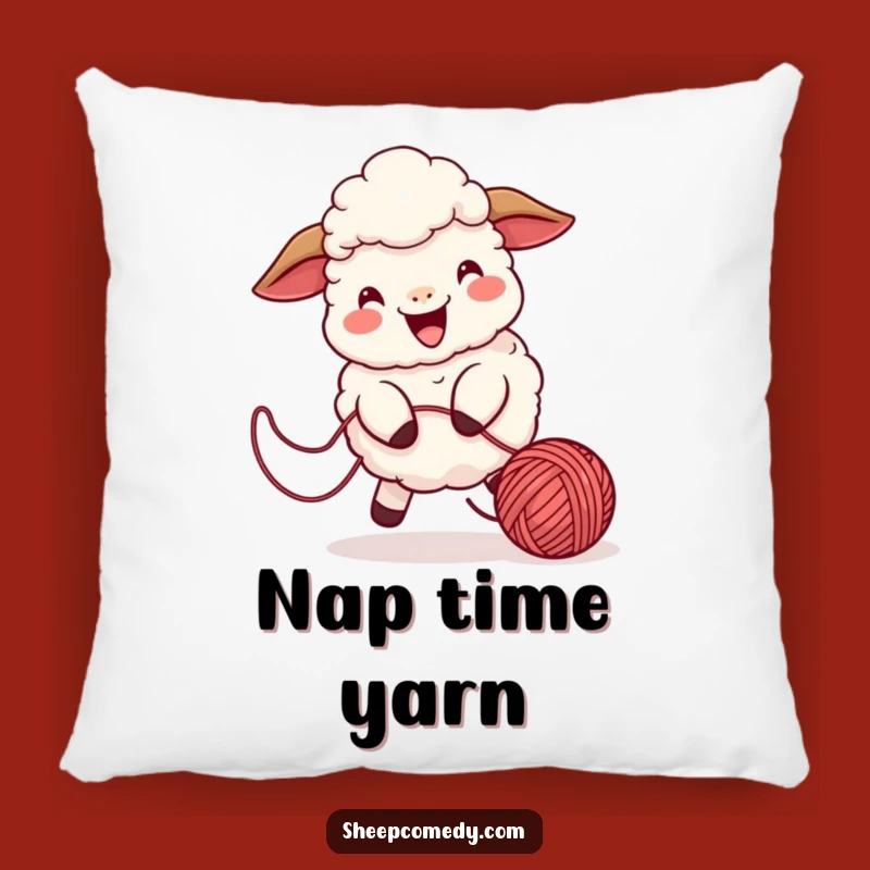 Funny Sheep Yarn Chase Pillow: Cozy Play, Soft & Cheerful Accent