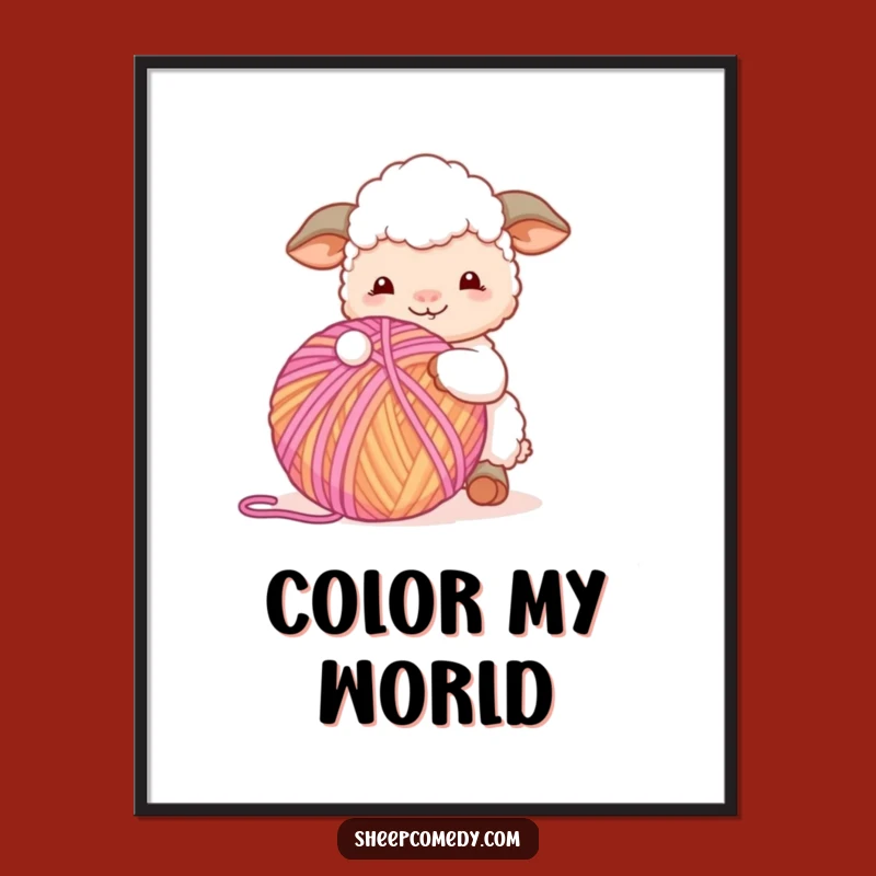 Funny Sheep Yarn Digital Print: Instant Downloadable Whimsical Art