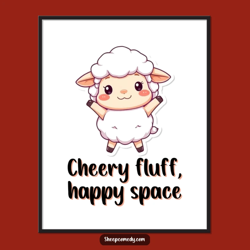 Digital Art: Funny Sheep Bounce Print, Cheerful Ewe Decor, Perfect Funny Gift