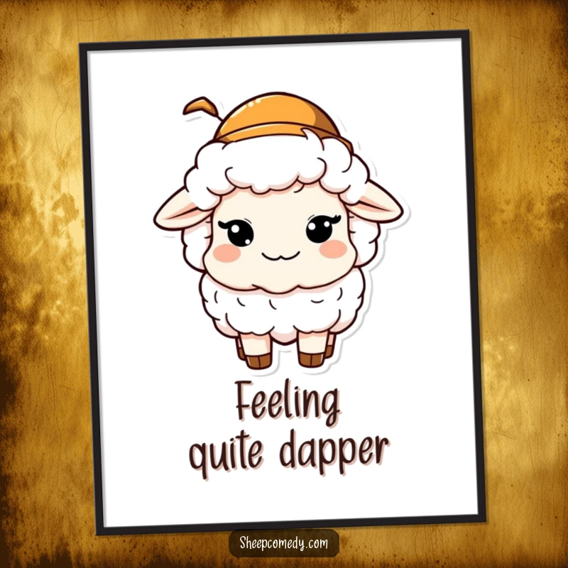 Funny digital art print capturing a sheep character winking mischievously while wearing a small hat, creating an instant playful vibe.