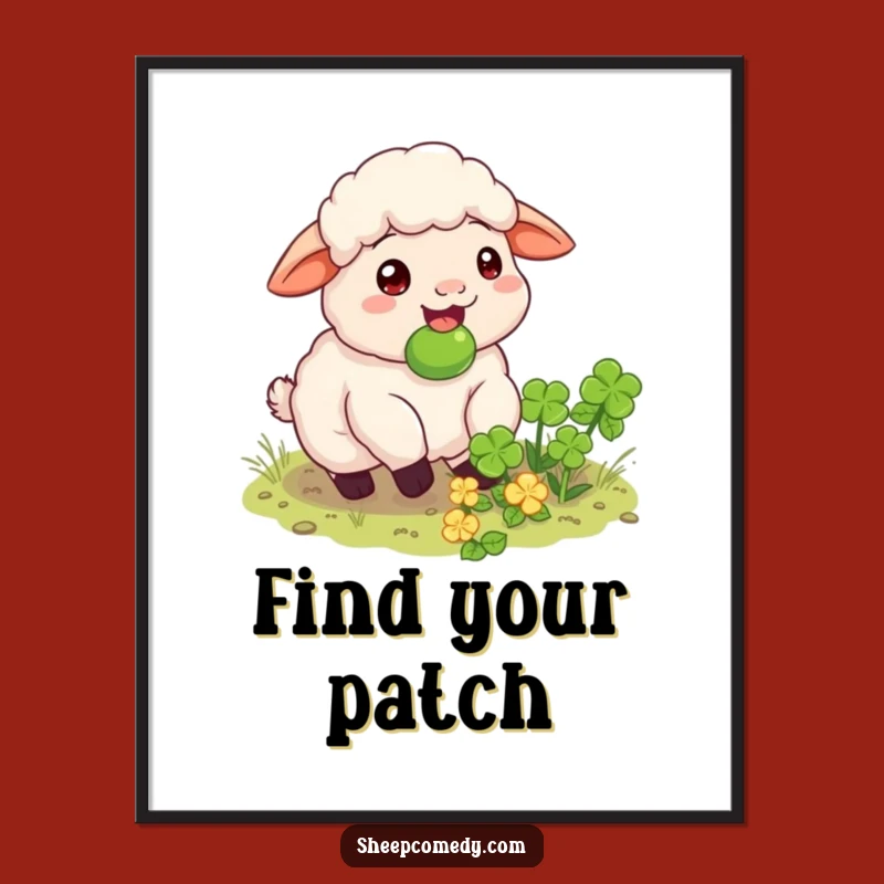 Funny Clover Patch Sheep Digital Art - Instant Serene Decor