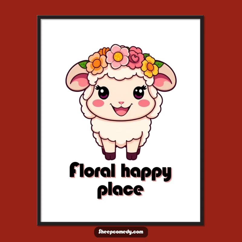 Funny Flower Crown Sheep Digital Art: Instant Floral Cheer