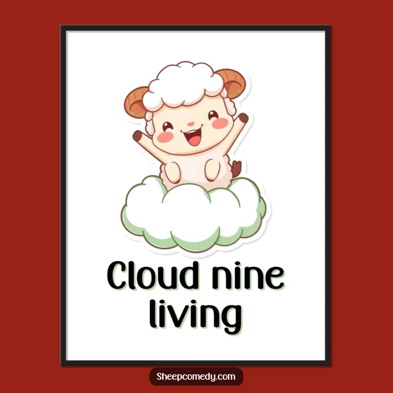 Funny Sheep Cloud Digital Print: Instant Downloadable Whimsical Art