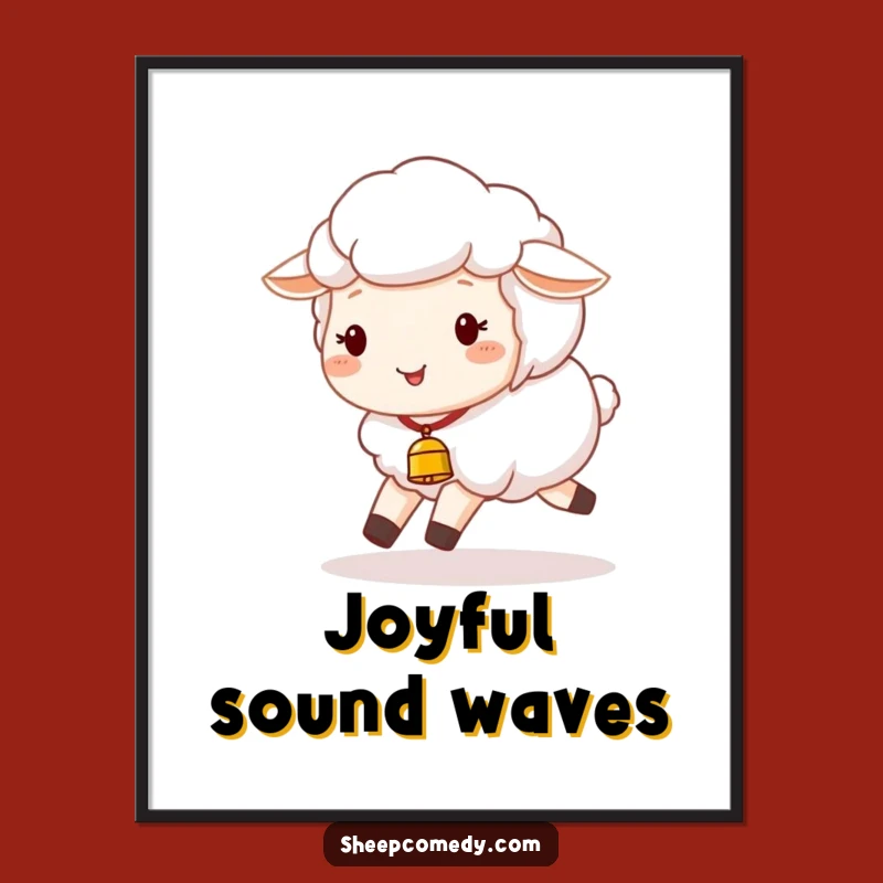 Funny Sheep Digital Art: Joyful Skipping Sheep Print for Whimsical Decor
