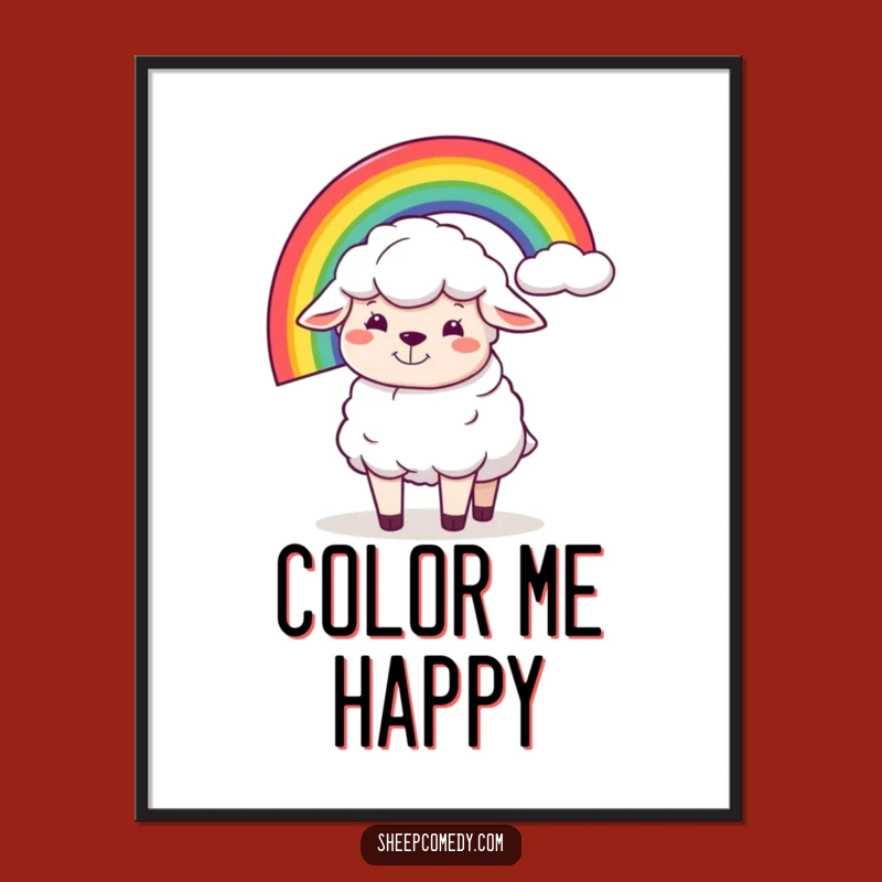 Funny Sheep Rainbow Balance Digital Print: Whimsical Art, Instant Funny Gift
