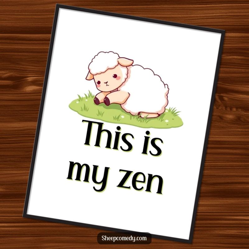 Funny Sheep Digital Art: High-resolution print of a sheep character joyfully rolling in green grass, bringing instant humor.