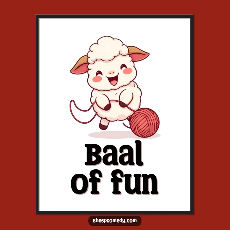 Funny Sheep Yarn Chase Digital Art: Playful Chase Print, Instant Cheer