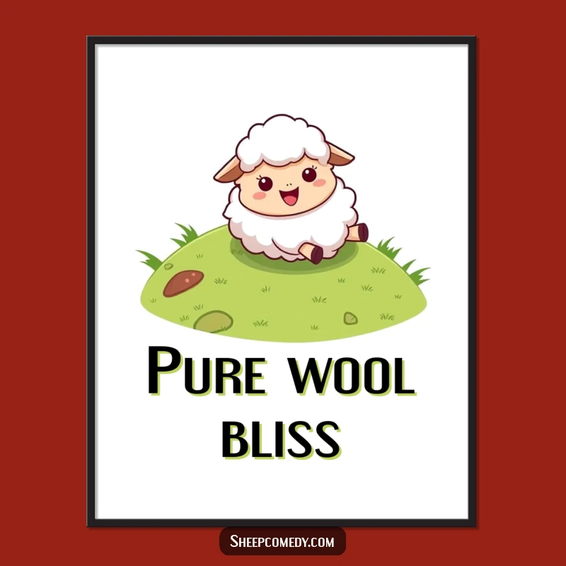 Funny Sheep Digital Art: Fluffy Character Rolling Down Hill Print, Instant Joy