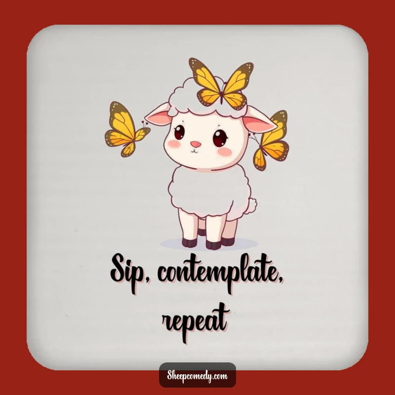 Funny Sheep Butterfly Coaster: Protect Surfaces with Curious Charm!