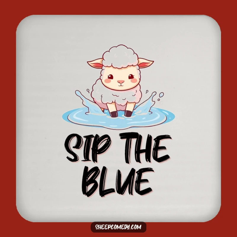 Funny Sheep Sky Puddle Coasters: Playful Blue Sky Set, Perfect Funny Gift
