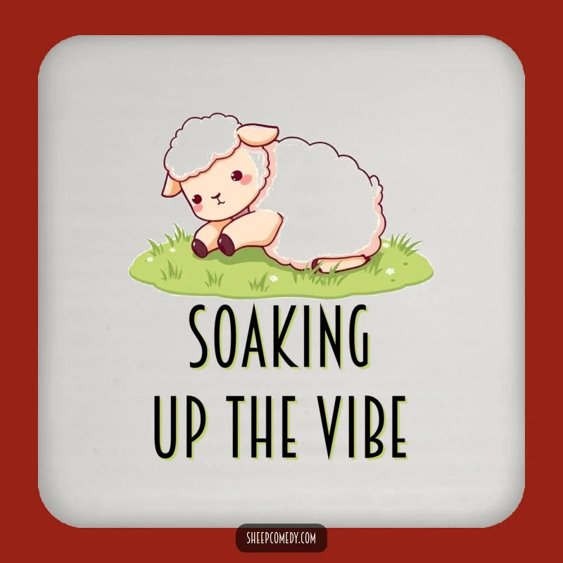 Funny Sheep Rolling in Grass Drink Coaster: Protect Surfaces with Sheep Humor, Novelty Funny Gift