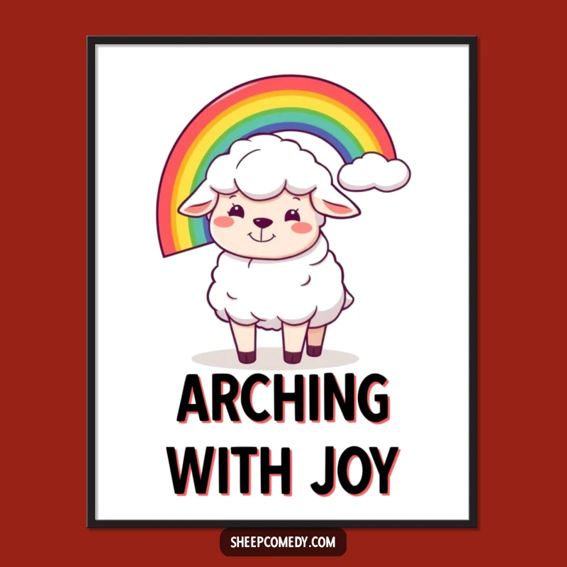 Funny Sheep Rainbow Balance Poster: Silly Grin Wall Art, Hilarious Funny Gift