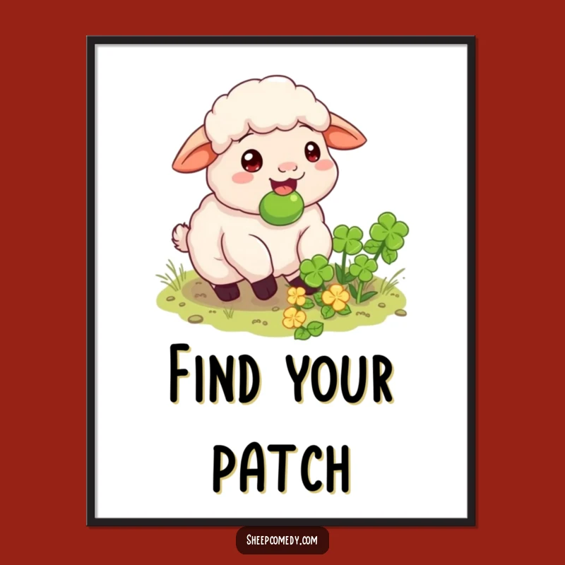Funny Clover Patch Sheep Poster - Decorate with Contentment
