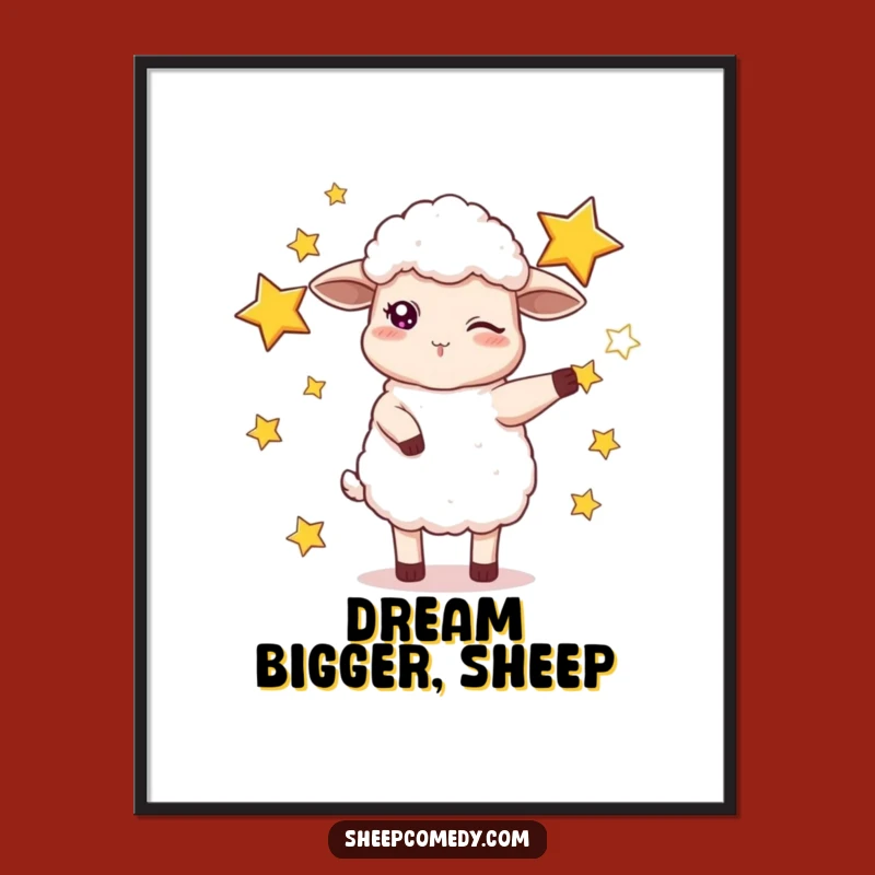 Funny Sheep Juggling Stars Poster: Add Cosmic Humor to Your Walls!