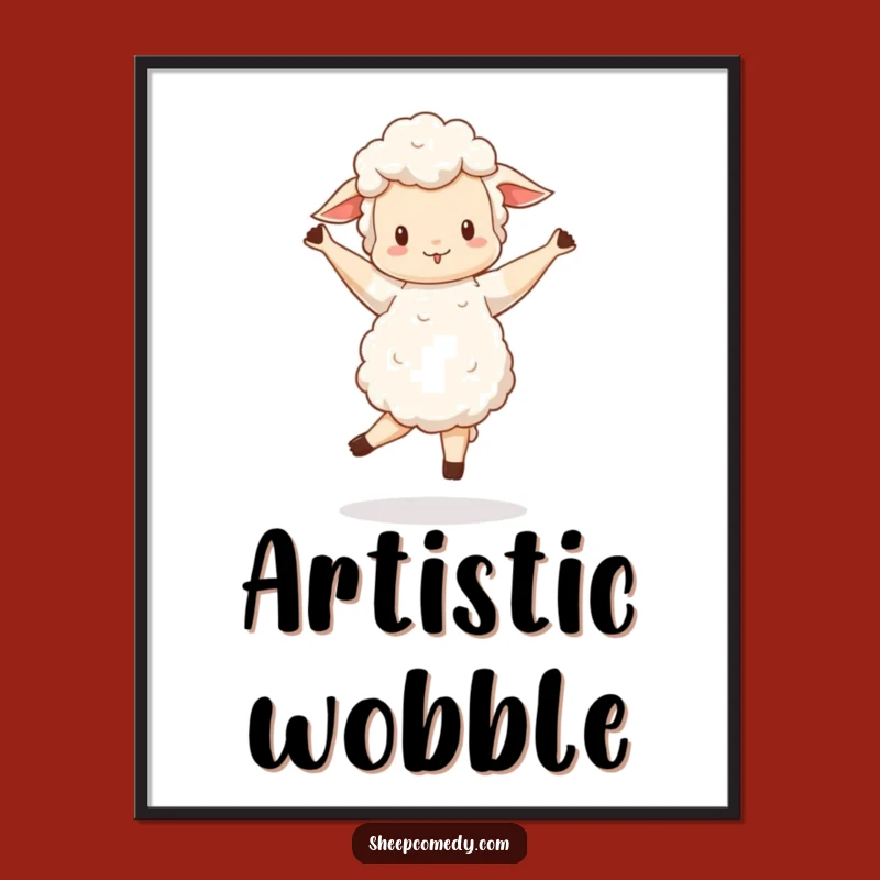 Funny Sheep Pirouette Poster - Joyful Wobble Art for Dance Lovers' Walls
