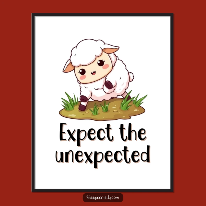 Funny Slipping Sheep Poster: Comical Wall Art & Hilarious Gift Idea