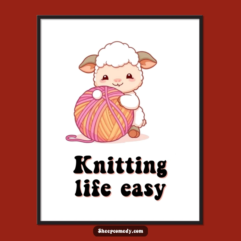 Funny Sheep Yarn Poster: Whimsical and Humorous Crafting Art