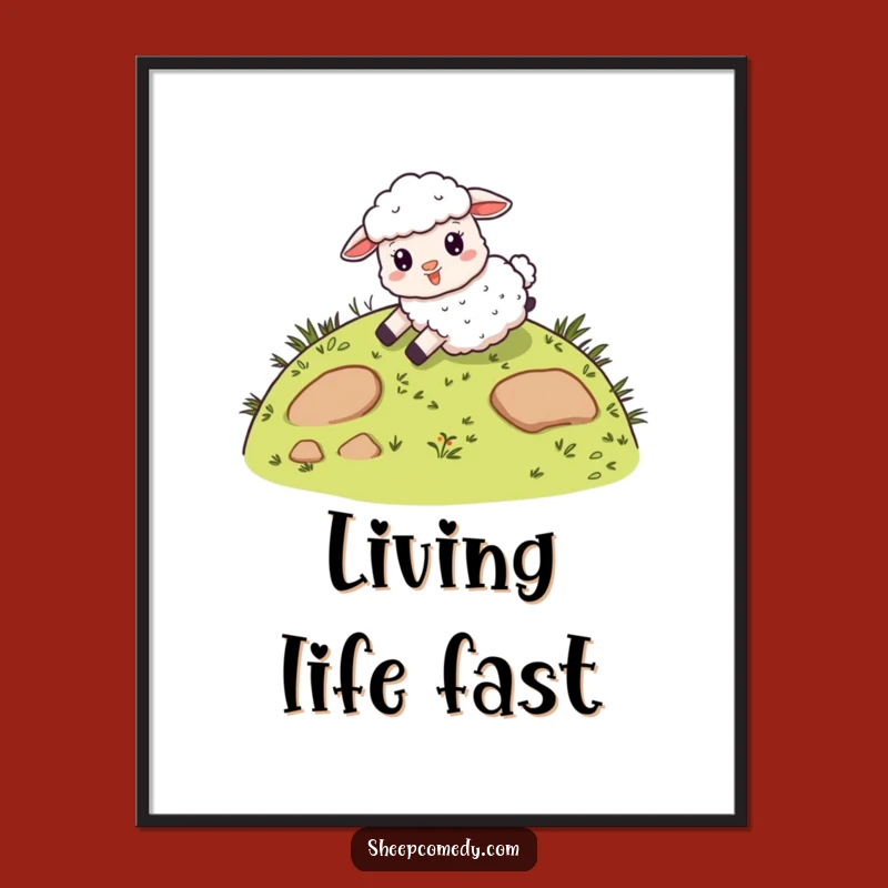 Funny Sheep Hill Slide Poster: Hilarious Wall Art for Whimsical Joy