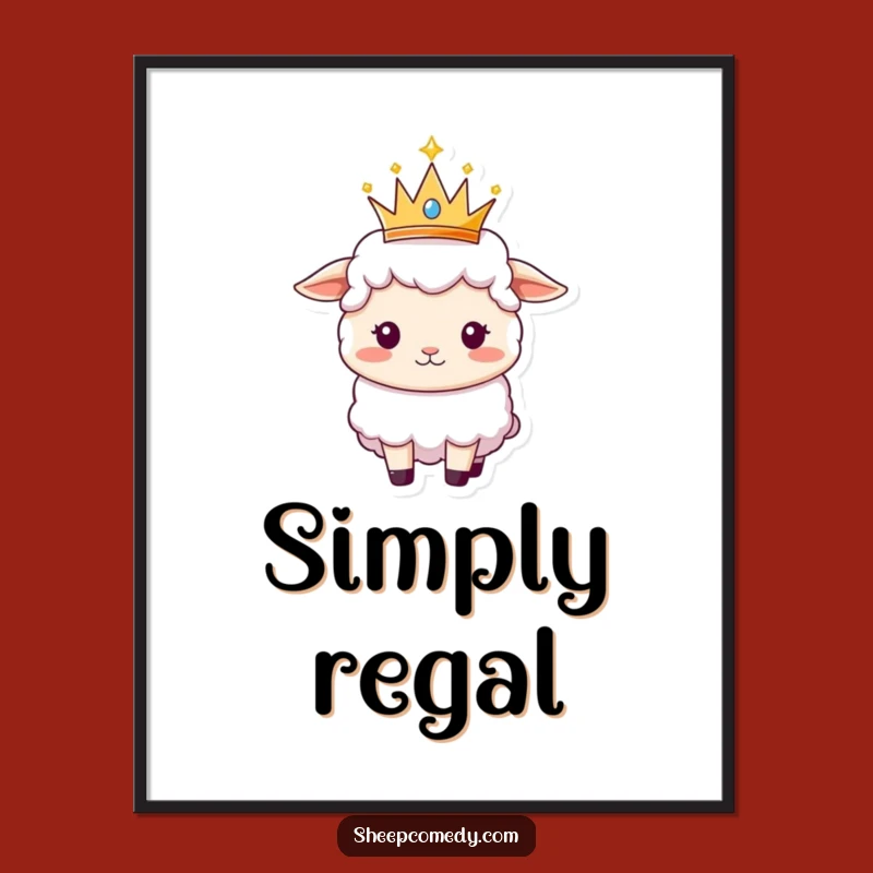 Funny Sheep Queen Art Print - Humorous Royal Wall Decor & Hilarious Gift!