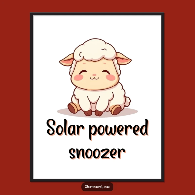 Funny Sheep Nap Poster: Contented Sighs in Sun, Relaxing Wall Art