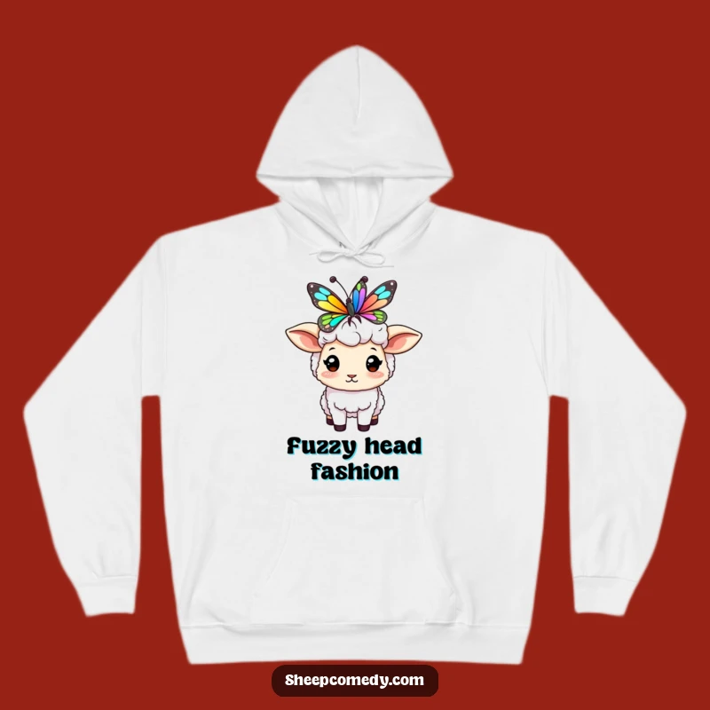 Funny Sheep Butterfly Hoodie: Cozy Character Balancing Butterfly, Warm & Whimsical Gift