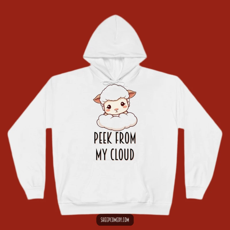 Cozy Funny Sheep Peeking Hoodie, Soft Cloud Design, Great Funny Gift