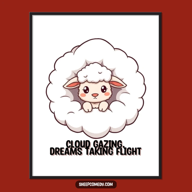 Free Printable Cloud Sheep Wall Art: Curious Vibes Funny Downloadable Decor