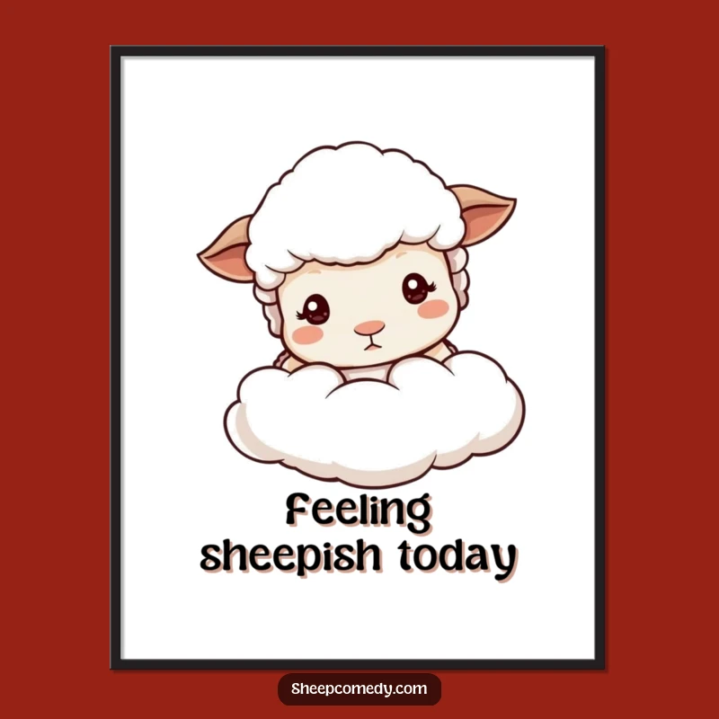 Free Printable Wall Art: Shy Sheep Peeking, Downloadable Cute Cloud Decor