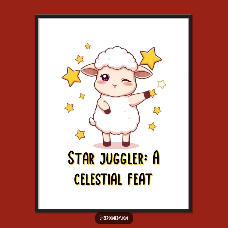 Free Printable Funny Sheep Wall Art: Juggling Stars, Quirky Downloadable Decor