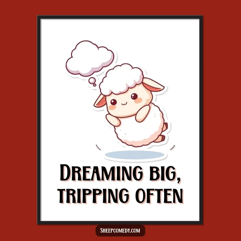 Free Printable Sheep Wall Art: Clumsy Cloud Chase Humor Downloadable Decor!