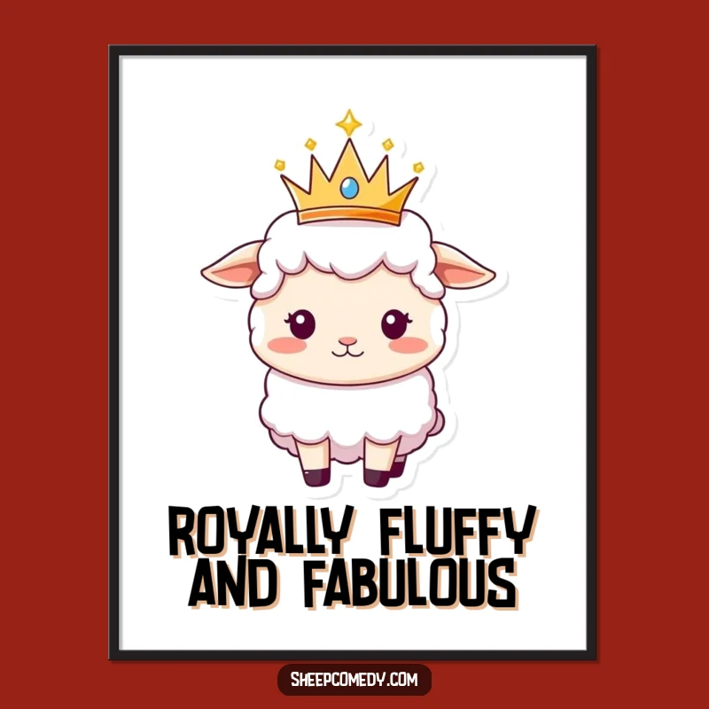 Free Printable Sheep Wall Art: Crowned Majesty Funny Downloadable Decor